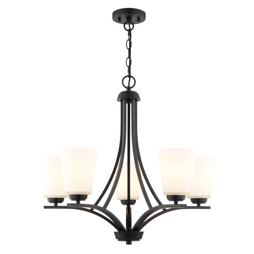 Vaxcel River Grove 24.75-in. W 5 Light Chandelier Matte Black (H0317)
