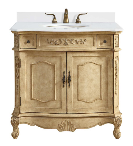 Elegant Furniture & Lighting 36 inch Single Bathroom vanity in Antique Beige with backsplash (VF10136AB-VW-BS)