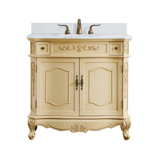 Elegant Furniture & Lighting 36 inch Single Bathroom vanity in light antique beige with backsplash (VF10136LT-VW-BS)