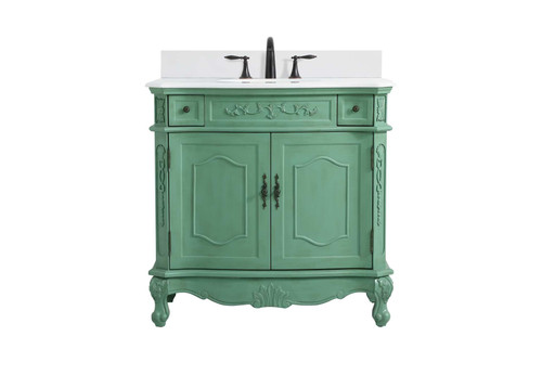 Elegant Furniture & Lighting 36 inch Single Bathroom vanity in vintage mint with backsplash (VF10136VM-VW-BS)