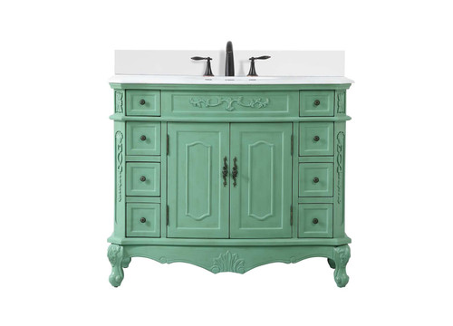 Elegant Furniture & Lighting 42 inch Single Bathroom vanity in vintage mint with backsplash (VF10142VM-VW-BS)