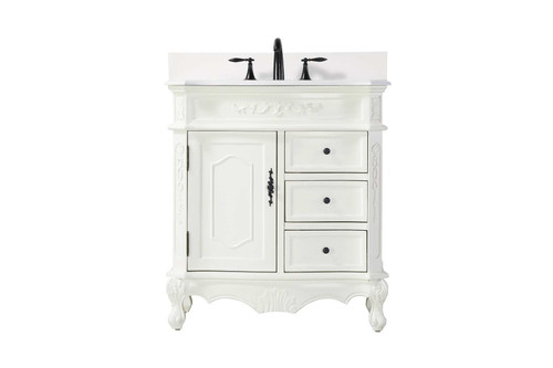 Elegant Furniture & Lighting 32 inch Single Bathroom Vanity in Antique white with backsplash (VF101DW32AW-VW-BS)