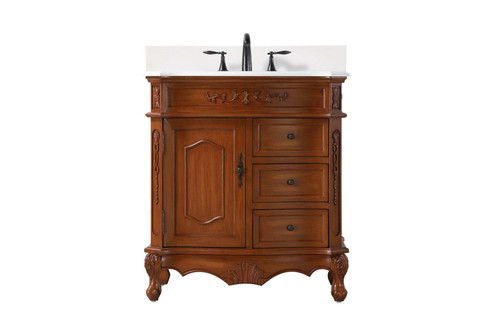 Elegant Furniture & Lighting 32 inch Single Bathroom Vanity in Teak with backsplash (VF101DW32TK-VW-BS)