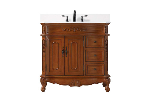 Elegant Furniture & Lighting 36 inch Single Bathroom Vanity in Teak with backsplash (VF101DW36TK-VW-BS)