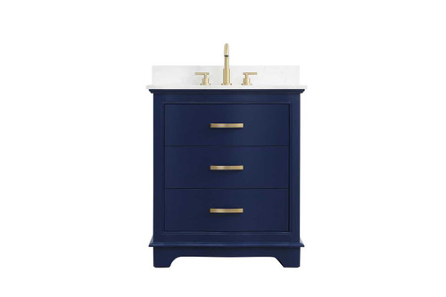Elegant Furniture & Lighting Knox 30 inch Single Bathroom Vanity in Blue with backsplash (VF10230BL-BS)
