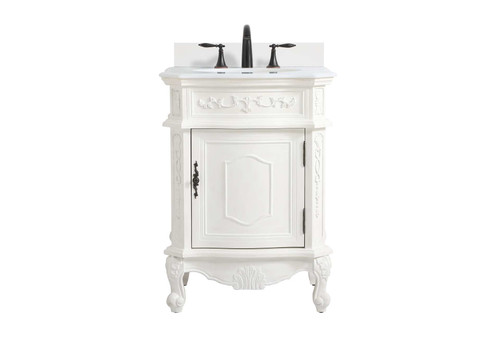Elegant Furniture & Lighting 24 inch Single Bathroom vanity in antique white with backsplash (VF-1031AW-VW-BS)