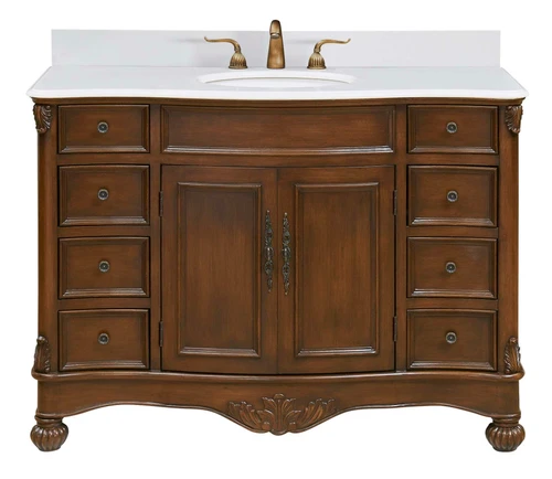 Elegant Furniture & Lighting 48 inch Single Bathroom vanity in Teak Color with backsplash (VF-1034-VW-BS)