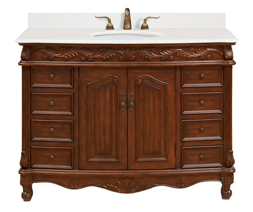 Elegant Furniture & Lighting 48 inch Single Bathroom vanity in Teak Color with backsplash (VF-1040-VW-BS)