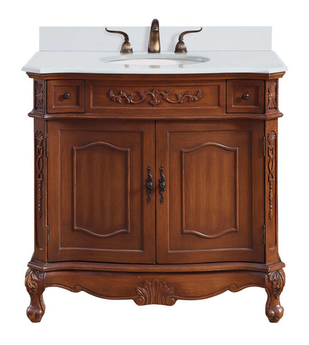 Elegant Furniture & Lighting 36 inch Single Bathroom vanity in Brown with backsplash (VF10536BR-VW-BS)