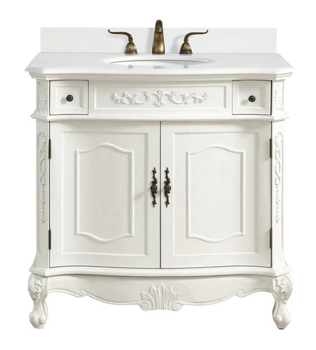 Elegant Furniture & Lighting 36 inch Single Bathroom vanity in Antique White with backsplash (VF10636AW-VW-BS)