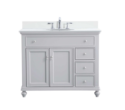 Elegant Furniture & Lighting 42 inch Single Bathroom vanity in light grey with backsplash (VF12342GR-VW-BS)
