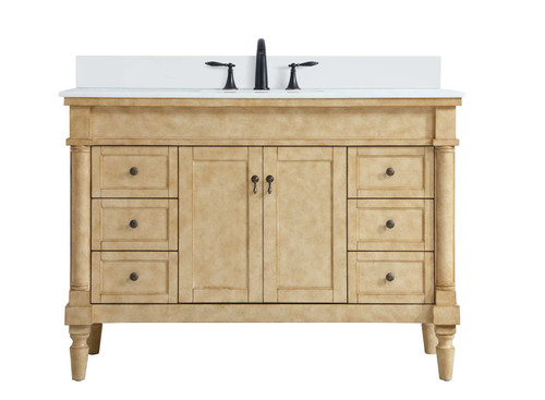 Elegant Furniture & Lighting 48 inch Single Bathroom vanity in Antique Beige with backsplash (VF13048AB-VW-BS)