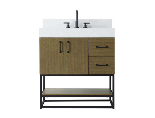 Elegant Furniture & Lighting 32 inch Single Bathroom Vanity in Chestnut Brown with backsplash (VF29232MCB-BS)