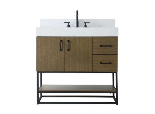 Elegant Furniture & Lighting 36 inch Single Bathroom Vanity in Chestnut Brown with backsplash (VF29236MCB-BS)