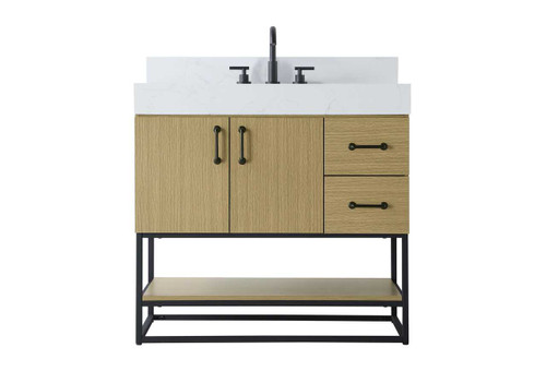 Elegant Furniture & Lighting 36 inch Single Bathroom Vanity in Honey Brown with backsplash (VF29236MHB-BS)