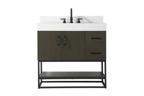 Elegant Furniture & Lighting 36 inch Single Bathroom Vanity in Mocha Brown with backsplash (VF29236MMB-BS)
