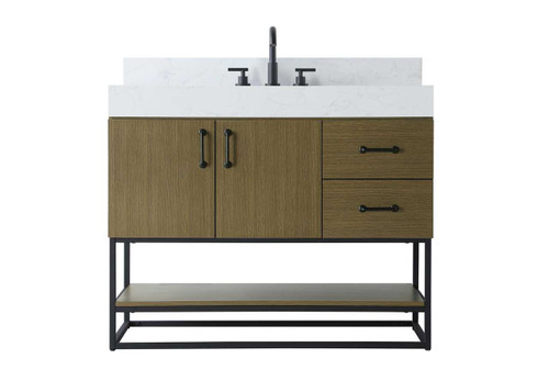 Elegant Furniture & Lighting 42 inch Single Bathroom Vanity in Chestnut Brown with backsplash (VF29242MCB-BS)