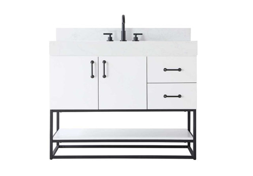 Elegant Furniture & Lighting 42 inch Single Bathroom Vanity in White with backsplash (VF29242WH-BS)