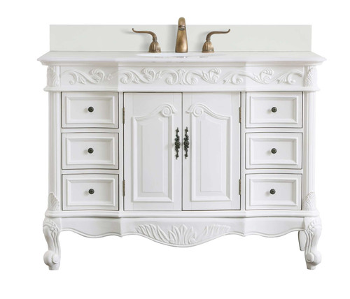 Elegant Furniture & Lighting 48 inch Single Bathroom vanity in antique white with backsplash (VF38848AW-VW-BS)