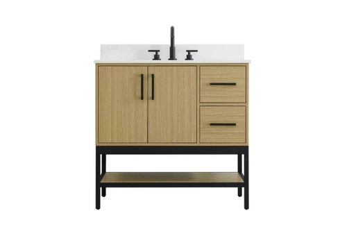 Elegant Furniture & Lighting 36 inch Single Bathroom Vanity in Honey Brown with backsplash (VF60736MHB-BS)