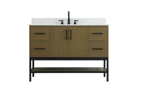 Elegant Furniture & Lighting 48 inch Single Bathroom Vanity in Chestnut Brown with backsplash (VF60748MCB-BS)