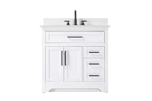 Elegant Furniture & Lighting 36 inch Single Bathroom Vanity in White with Backsplash (VF85036WH-BS)