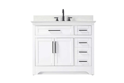 Elegant Furniture & Lighting 42 inch Single Bathroom Vanity in White with Backsplash (VF85042WH-BS)