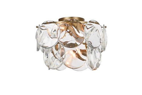 Elegant Furniture & Lighting Charlotte 16 inch Crystal Flush Mount in Satin Gold (1010F16SG-01CR)