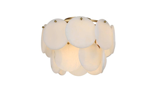 Elegant Furniture & Lighting Charlotte 16 inch Alabaster Flush Mount in Satin Gold (1010F16SG-11ST)