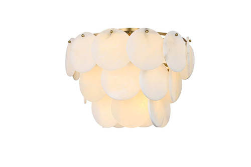 Elegant Furniture & Lighting Charlotte 20 inch Alabaster Flush Mount in Satin Gold (1010F20SG-11ST)