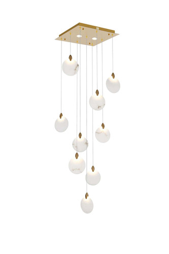 Elegant Furniture & Lighting Avery 20 inch Square Alabaster Pendant in Satin Gold (1012S20SG-11ST)