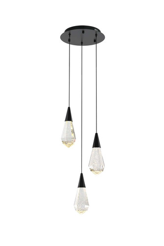 Elegant Furniture & Lighting Amora 12 inch Crystal Pendant in Black (1013D12BK-02CR)