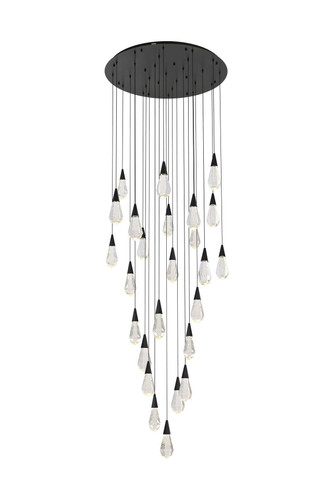 Elegant Furniture & Lighting Amora 36 inch Round Crystal Chandelier in Black (1013G36BK-02CR)
