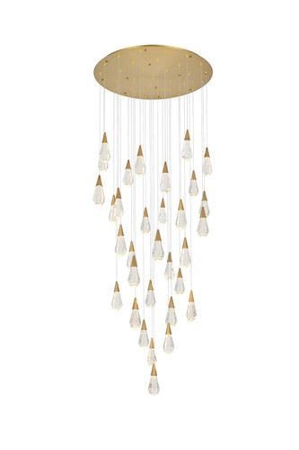 Elegant Furniture & Lighting Amora 42 inch Round Crystal Chandelier in Satin Gold (1013G42SG-02CR)