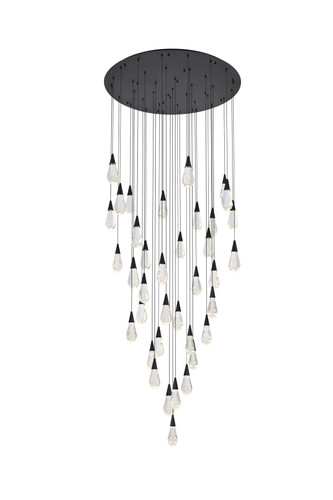 Elegant Furniture & Lighting Amora 48 inch Round Crystal Chandelier in Black (1013G48BK-02CR)