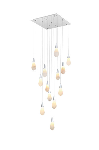 Elegant Furniture & Lighting Amora 26 inch Square Alabaster Pendant in Chrome (1013S26C-22ST)