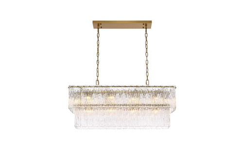 Elegant Furniture & Lighting Georgina 36 inch Glass Chandelier in Satin Gold (1015D36SG-03GL)