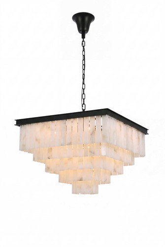 Elegant Furniture & Lighting Sydney 34 inch Alabaster Chandelier in Matte Black (1201S34MB-ST615)