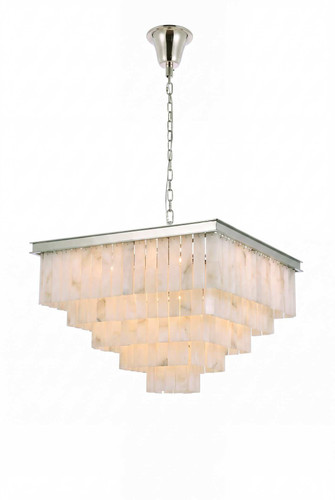 Elegant Furniture & Lighting Sydney 34 inch Alabaster Chandelier in Polished Nickel (1201S34PN-ST615)