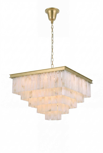 Elegant Furniture & Lighting Sydney 34 inch Alabaster Chandelier in Satin Gold (1201S34SG-ST615)