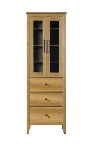 Elegant Furniture & Lighting 24 Inch Bath Storage Glass Cabinet in Honey Teak (SC296C24HT)