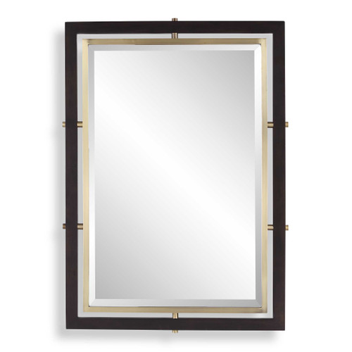 Uttermost Bach Walnut & Brass Rectangle Mirror (08336)