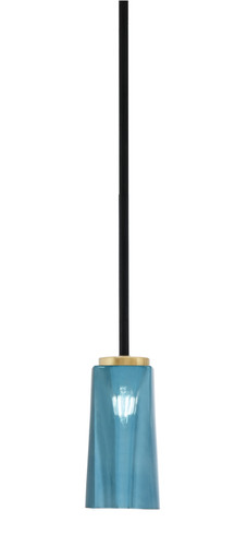 Toltec Lighting Sandia Stem Hung Mini Pendant Matte Black & New Age Brass Finish With 5" W x 9.75" H Blue Gradient Glass (6201-MBNAB-295)