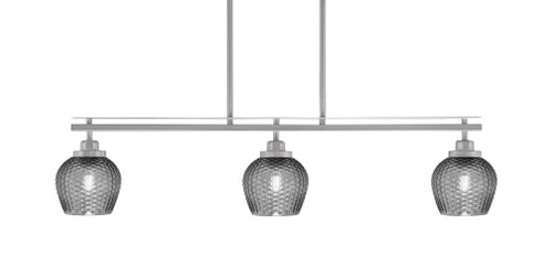 Toltec Lighting Odyssey 3 Light Island Light, Brushed Nickel Finish, 6" Smoke Textured Glass (2636-BN-4602)