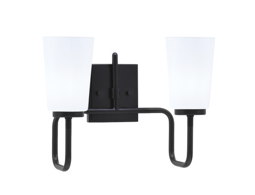 Toltec Lighting Sandia 2 Light Bath Bar, Matte Black Finish, 4.5" W x 6.5" H White Opal Glass (6222-MB-261)