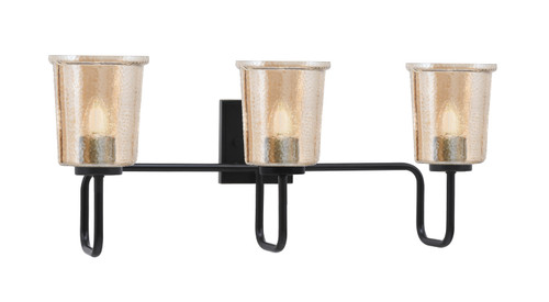 Toltec Lighting Sandia 3 Light Bath Bar, Matte Black Finish, 5.25" Amber Bubble Glass (6223-MB-5033)