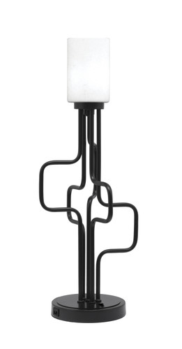 Toltec Lighting Sandia Accent Lamp, USB Ports, Matte Black Finish, 4" White Muslin Glass (62-MB-310)