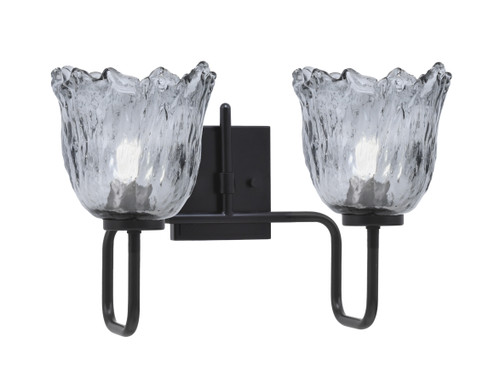 Toltec Lighting Sandia 2 Light Bath Bar, Matte Black Finish, 7" Smoke Lava Glass (6222-MB-4232)