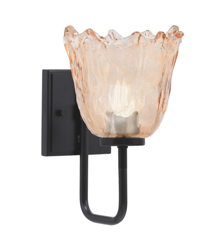 Toltec Lighting Sandia Wall Sconce, Matte Black Finish, 7" Amber Lava Glass (6221-MB-4233)