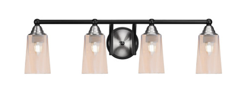 Toltec Lighting Paramount 4 Light Bath Bar, Matte Black & Brushed Nickel Finish, 4.5" W x 6.5" H Amber Gradient Glass (3424-MBBN-263)